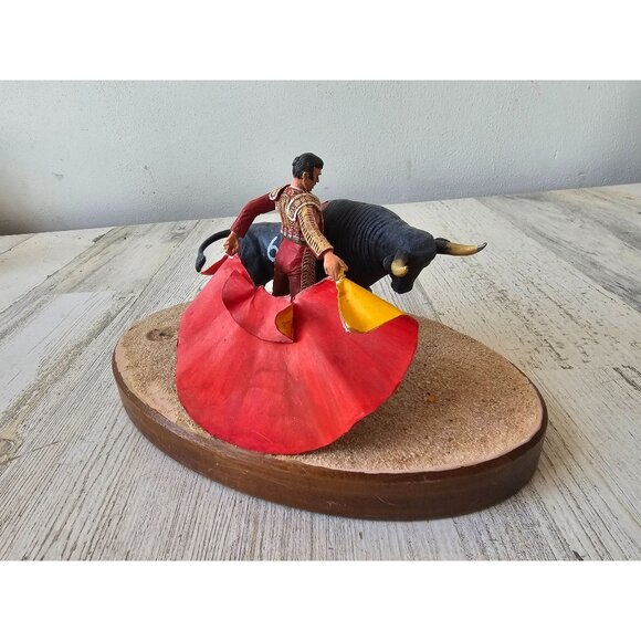 John updyke minimen history metal RARE‎ dual bull fight sculpture vintage statue